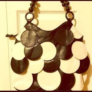 Black and White Faux Leather Purse by Mudd